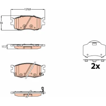 Brzdová destička Sada brzdových destiček, kotoučová brzda TRW GDB3626