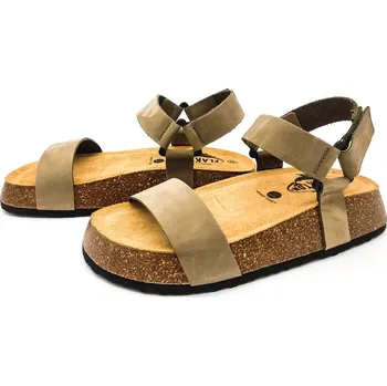 Dámské sandále Dámské kožené sandálky 636033 NOBUCK 2 KAKI Plakton khaki Barva: kaki, Velikost: 41