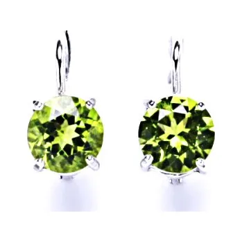 Náušnice Stříbrné náušnice přírodní olivín - NK1252 (Stříbrné náušnice s přírodním olivínem 7 mm)