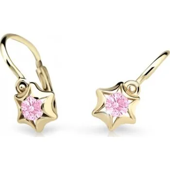 Náušnice Cutie Kids Jewellery c2159-10-20-x-1 Zlaté dětské náušnice na brizuru Cutie hvězdičky C2159 Pink – zlatý šperk ryzosti 585/1000 v Dárkovém balení s Certifikátem GBEYR-00229