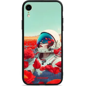 Pouzdro na mobilní telefon Lesklý kryt Mobiwear Glossy - Apple iPhone XR - G001G Astronautka v květech (Prémiové lesklé pouzdro, obal, kryt Mobiwear Glossy na mobil Apple iPhone XR - G001G Astronautka v květech, materiál Plast + TPU silikon - krytí po všech stranách, neošoupatelný)