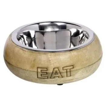 Miska pro psa Nobby nerezová miska v dřevěném pouzdře 370ml / 15cm