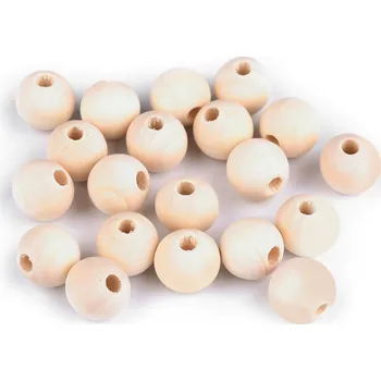 Dětské navlékací korálky Dřevěný korálek Ø16 mm s větším průvlekem - natural VÝHODNÉ BALENÍ 30ks