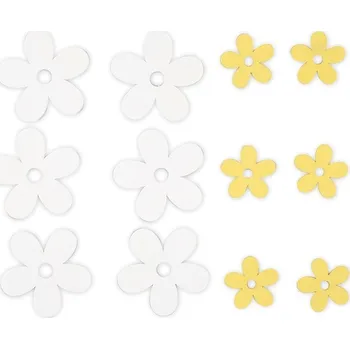 Kytky dřevěné žluté, mix velikostí 12 ks 7531