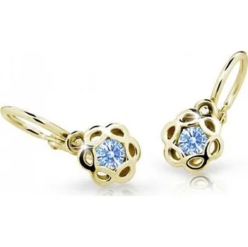 Náušnice Cutie Kids Jewellery c2179-10-70-x-1 Zlaté dětské náušnice na brizuru Cutie kytičky C2179 Arctic Blue – zlatý šperk ryzosti 585/1000 v Dárkovém balení s Certifikátem GBEYM-00203