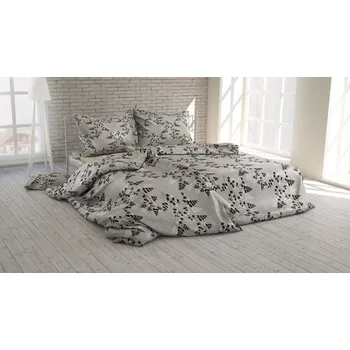 Povlečení Polášek Povlečení Listy šedé krep 100% bavlna Šedá 140x200 / 70x90