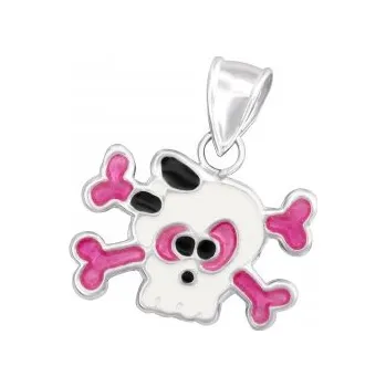 Přívěsek Stříbrný přívěsek lebka barevná - A4S14145 (Stříbrný přívěsek lebka)