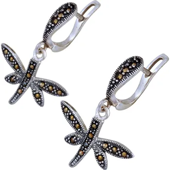 Náušnice Stříbrné náušnice vážky s markazity Ag 5,7 g