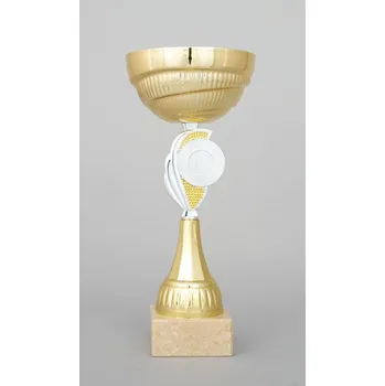 Zlatý sportovní pohár se stříbrno - žlutým středem 25 - 32 cm - 32 cm