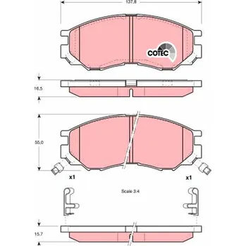 Brzdová destička Sada brzdových destiček, kotoučová brzda TRW GDB1286