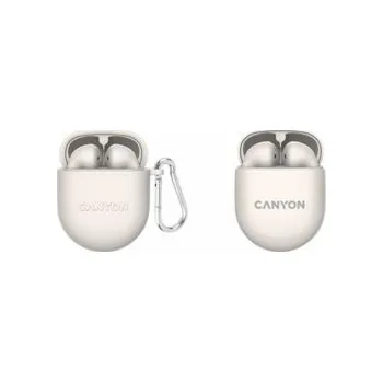 Sluchátka Canyon CNS-TWS6 CANYON TWS-6 BT sluchátka s mikrofonem, BT V5.3 JL 6976D4, pouzdro 400mAh+30mAh až 21h, béžová
