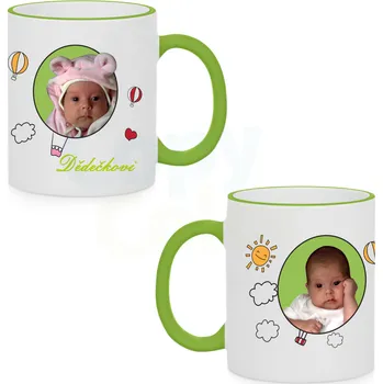 Gravírování PRO DĚDEČKA - Fotohrnek se zeleným uchem a lemem