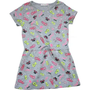 Kugo Dívčí šaty TIKTOK se třpytkami 6509 šedé 116