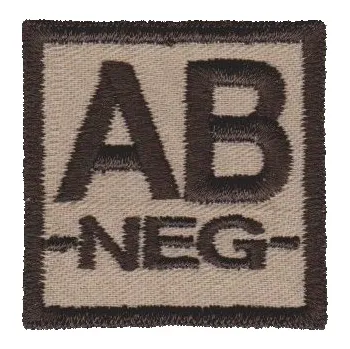 Nášivka NAVYS Označení krevní skupiny AB- velcro suchý zip 4x4 pouštní desert B-54