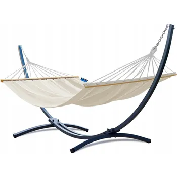 Houpací síť POTENZA ocelový rám GRANDE 220kg + houpací síť ROMA ecru s příčkou 220x160