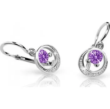 Náušnice Cutie Kids Jewellery c1997-10-50-x-2 Dětské náušnice z bílého zlata na brizuru Cutie C1997 Ametyst – zlatý šperk ryzosti 585/1000 v Dárkovém balení s Certifikátem GBEWF-00529