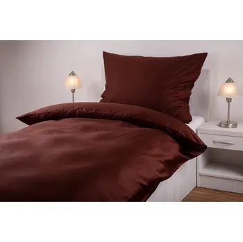 Povlečení JAN peří Povlečení z bavlněného saténu - hnědé - Povlečení z bavlněného saténu - hnědé - souprava povlečení 70x90 + 140x200