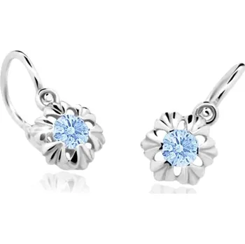 Náušnice Cutie Kids Jewellery C2213-10-70-x-2 Dětské náušnice kytičky z bílého zlata na brizuru Cutie C2213 Arctic Blue – zlatý šperk ryzosti 585/1000 v Dárkovém balení s Certifikátem GBEWM-00449