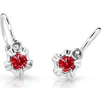 Náušnice Cutie Kids Jewellery c2158-10-40-x-2 Dětské náušnice na brizuru Cutie C2158 Ruby Dark - bílé zlato – zlatý šperk ryzosti 585/1000 v Dárkovém balení s Certifikátem GBEWRB-00546