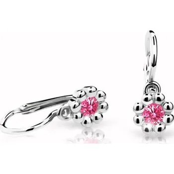 Náušnice Cutie Kids Jewellery c2030-10-30-x-2 Dětské náušnice z bílého zlata na brizuru Cutie kytičky C2030 Tcf Red – zlatý šperk ryzosti 585/1000 v Dárkovém balení s Certifikátem GBEWC-00403