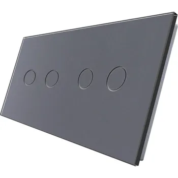 vypínač WELAIK dvojnásobný skleněný panel 2+2 - tmavě šedý