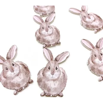 Velikonoční dekorace Dřevěná přízdoba potištěná - zajíček - 5 cm