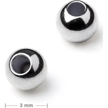 Korálek Kovový korálek plný 3 mm v barvě platiny