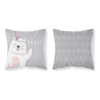 Dekorativní polštářek Dětský potah na polštář 40x40 cm - Medvěd / šedá