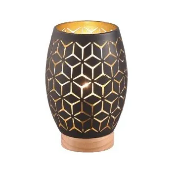 Lampička Trio R51571080 stolní svítidlo Bidar 1x28W | E27 | IP20 - kabelový spínač, černá/zlata/dřevo + K nákupu nad 3000 Kč dárek zdarma