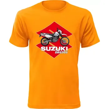 Pánské tričko s motorkou Suzuki DR650S oranžové