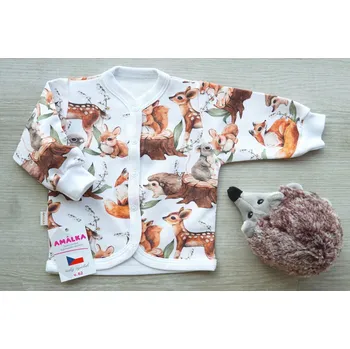 Kojenecká bunda AMÁLKA Propínací mikina, kabátek, teplákovina, lesní zvířátka Velikost: 74