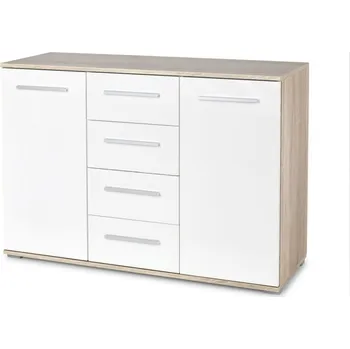 Ložnice Komoda RYDER 4, dub sonoma/bílý lesk + vyzvednutí ZDARMA