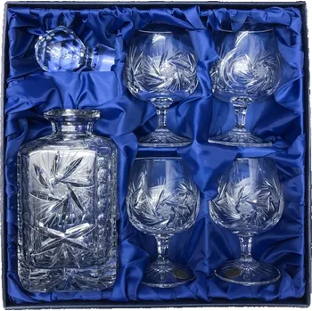 Sklenice BOHEMIA CRYSTAL Sada na rum, koňak, brandy Bohemia Crystal karafa a 4 sklenice - brus Větrník