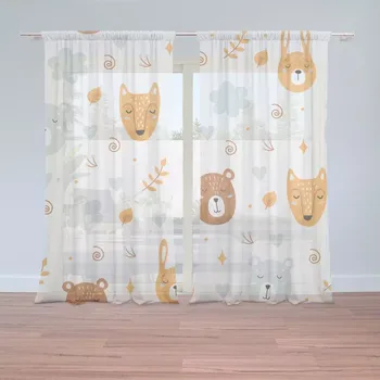 Záclona Záclony Medvěd a liška: 2 ks - 150x250 cm - Sablio