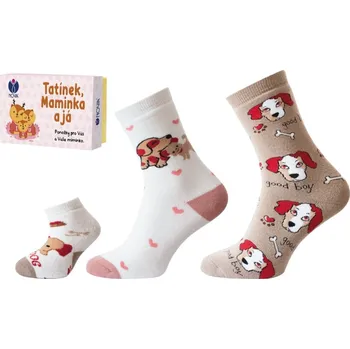 Dámské ponožky Ponožky dárkové kojenecké a dospělé Novia - máma + táta + dítě - pes
