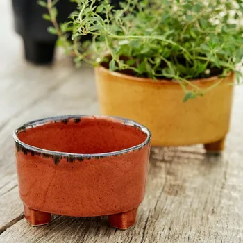 Miska na noze 12cm|0,32L, RIVIERA, červená(okrová)|Ocra (DOPRODEJ) (balení)|Costa Nova