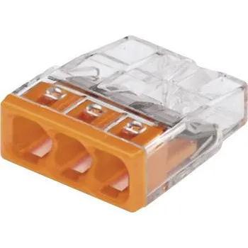 WAGO 2273, 2273-203-1 krabicová svorka, průřez kabelu: 0.5-2.5 mm², Pólů: 3, transparentní, oranžová, 1 ks