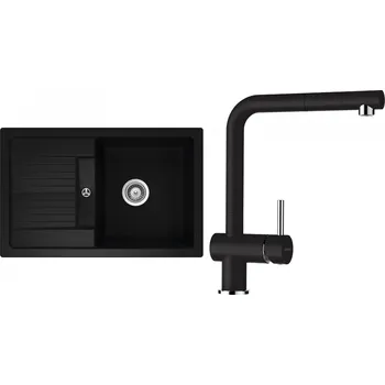 Granitový dřez Set Schock S30-4 (dřez Lima D-100S Nero + baterie Epos.120 Nero)