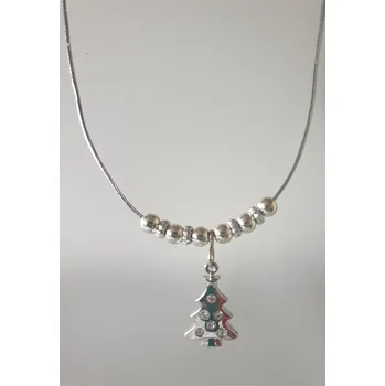 Náhrdelník Vánoční náhrdelník - stromek s broušenými kamínky