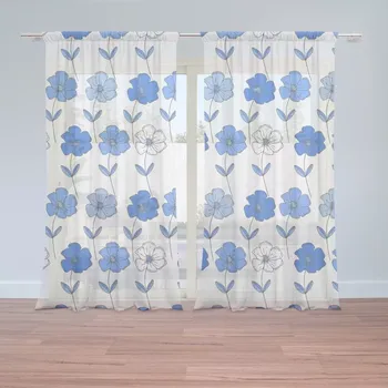 Záclona Záclony Modré květiny: 2 ks - 150x250 cm - Sablio