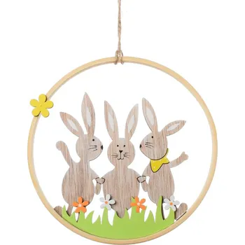 Dekorace, závěs, S KRÁLÍČKAMA, 15,5 cm, 1 kus
