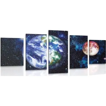 Obraz Dovido 5-dílný obraz planeta Země a červený Měsíc