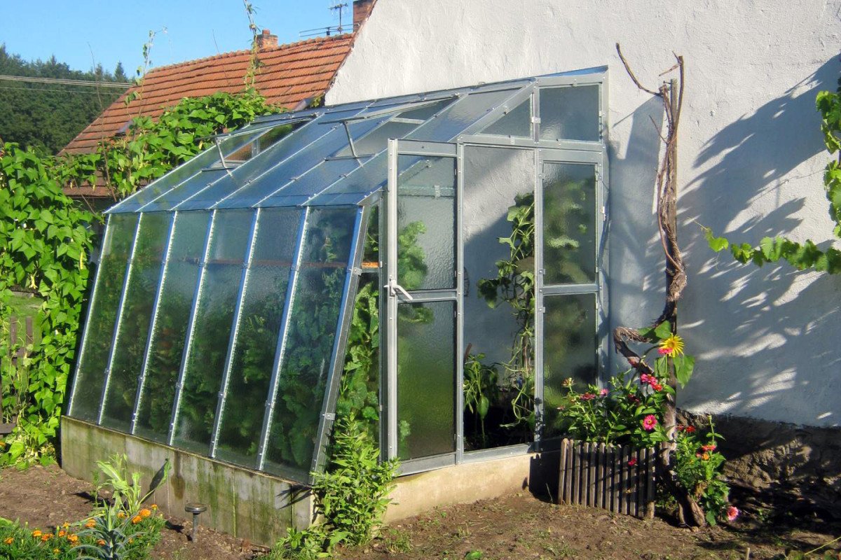 Skleník ke zdi Limes 2x3m | Variant D | skleněný