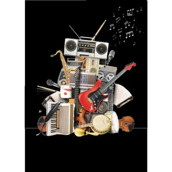 Bug Art Přání 01080 - 13x18cm, zlatotisk - Music Robot