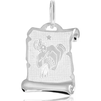 Přívěsek GEMMAX Zlatý přívěsek na pergamenu s gravírováním v bílém zlatě - znamení VODNÁŘ 585/0,55gr GUPWN-58161 (GEMMAX Zlatý přívěsek na pergamenu s gravírováním v bílém zlatě - znamení VODNÁŘ 585/0,55gr GUPWN-58161)