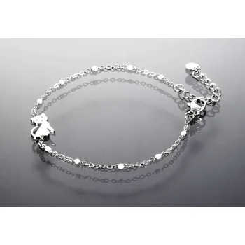 Náramek Kočičí paní Náramek s kočkou a korálky - chirurgická ocel