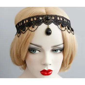 Souprava šperků B-TOP Dámská krajková čelenka GOTHIC - černá