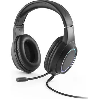 Sluchátka Thorne Headset RGB. ABS herní sluchátka s 2m kabelem, mikrofonem a RGB LED světly - Černá