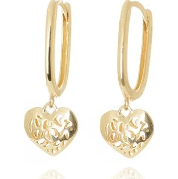 Náušnice Dámské visací náušnice se srdíčky ze žlutého zlata NA1406F + Dárek zdarma