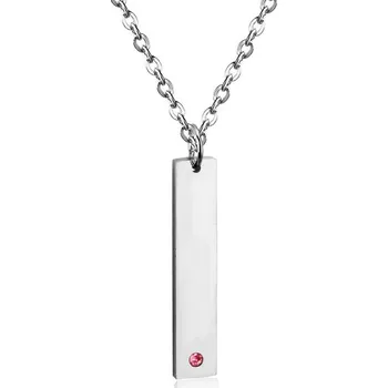 Náhrdelník Ocelový řetízek, přívěsek s růžovým kamínkem